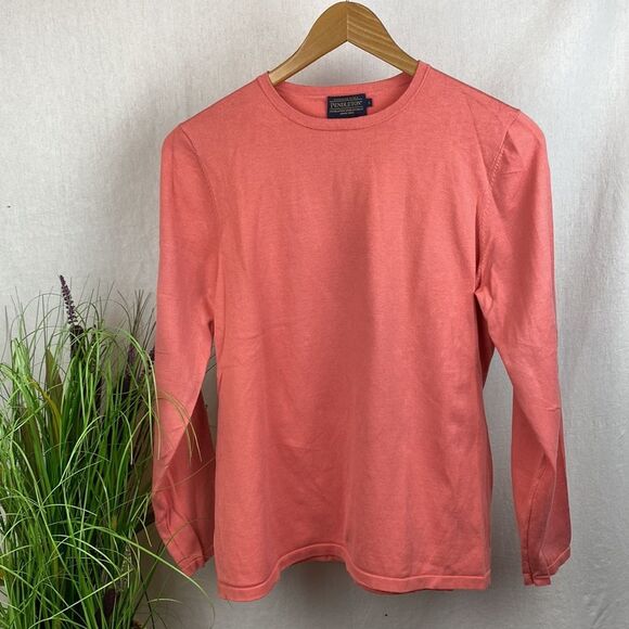 Pendleton Silk Blend Long Sleeve Coral Crew Neck Tee T Shirt L - Picture 2 of 7